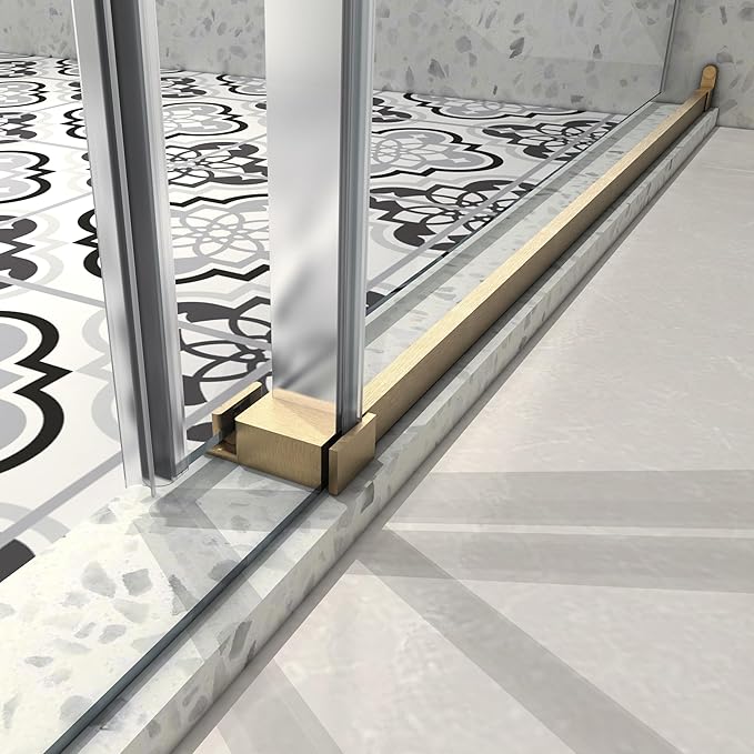 Favfurish Single Sliding Shower Door,55"-60" W x 63" H Frameless Shower Door with 5/16" (8mm) Thick SGCC Tempered Glass W/Adjustable Soft Closing,Bathroom Glass Door for Spa（Brushed Gold）