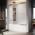 60" W x 60" H Double Sliding Frame Bathtub Door with 5/16" Clear Tempered Glass,Stainless Steel Roller Brackets,Waterproof Threshold Track,Easy-Cleaning Coating & Towel Bar/Knob, Bright Chrome