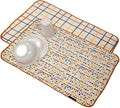 2 Pack Printed Dish Drying Mats for Kitchen, Super Absorbent Polyester, 15 x 20 inches, Countertop Sink, Machine Washable, Plaid & Polka Dot