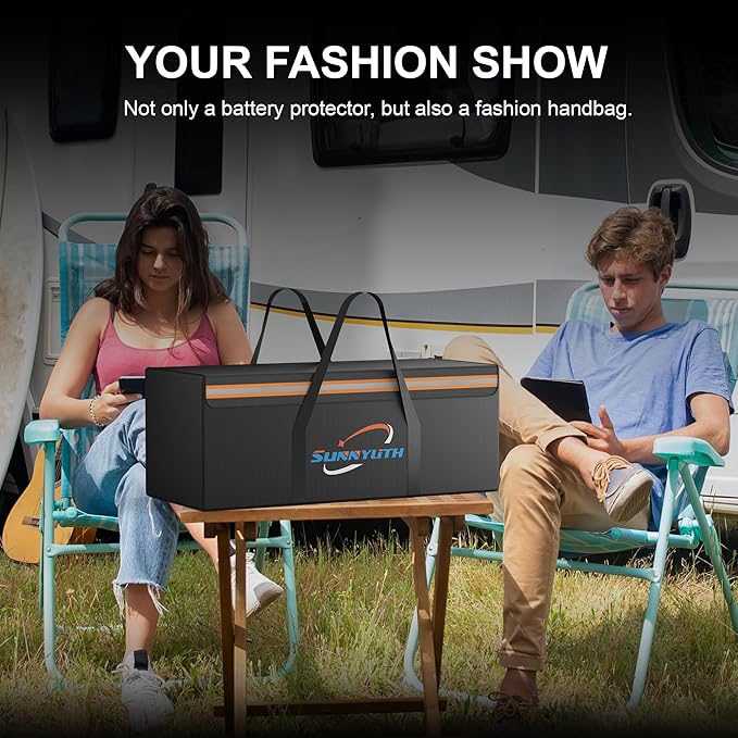 12V 200Ah LiFePO4 Lithium Battery Fireproof Safe Bag, Large Capacity Explosion-proof Lipo Battery Bag for Charging and Storage, Waterproof Box for Documents and Valuables - 22×9×9.5in