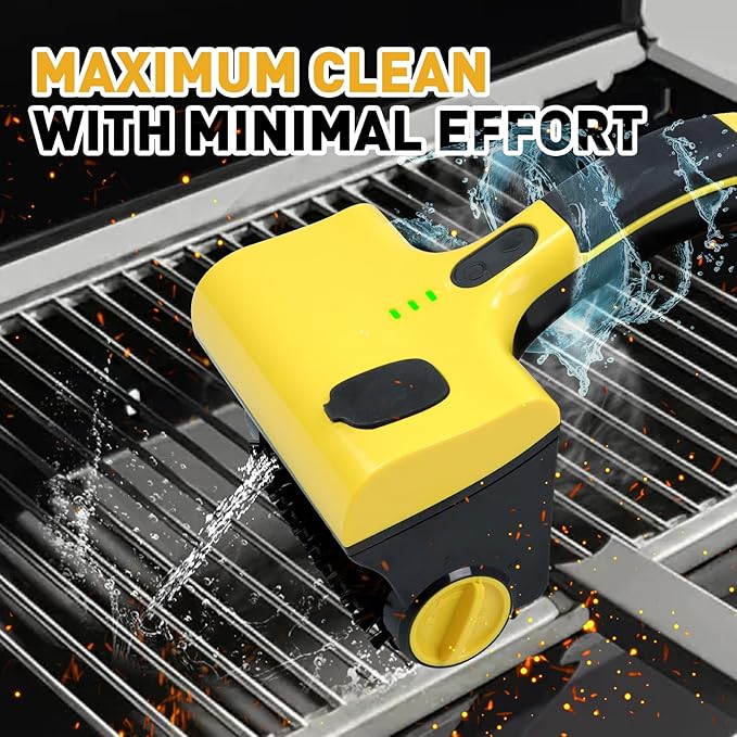 Power Grill Cleaner with Dual Brushes & Water Spray - Cordless Electric Grill Brush for Outdoor Grill, 2600mAh Fast Charge Battery and No Shedding Bristles Design
