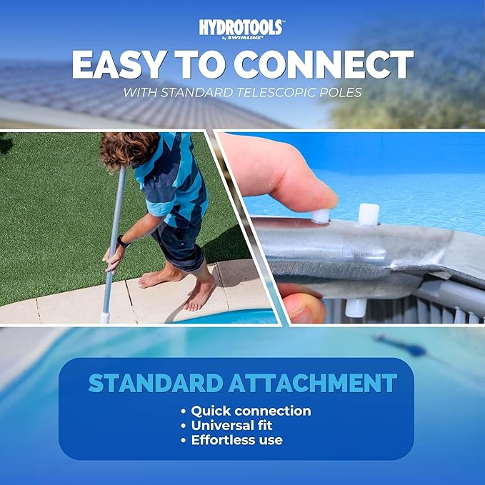 SWIMLINE HYDROTOOLS Pool Brush Head for Inground & Above Ground Pools | EZ Clip Compatible | 22-Inch Aluminum Brush with ROUND EDGE Bristles | Metal Reinforced Neck for Wall, Floor & Corners