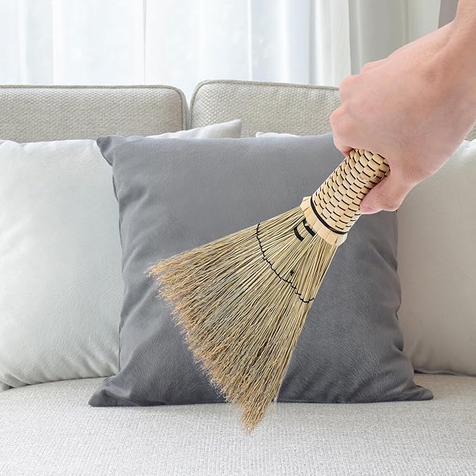 Mini Handheld Corn Broom Woven Straw Cleaning Brush for Home Car for Small Spaces Reach Areas Housewarming Present Compact Easy to Store