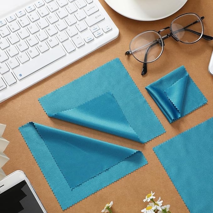 Sumind 100Pcs Eyeglass Cleaning Cloth Bulk 5.5 in Microfiber Glass Cleaning Cloths Eye Glasses Cleaner Wipes Microfiber Cloth for Glasses Phone Camera Lenses Screen Delicate Surfaces(Blue)