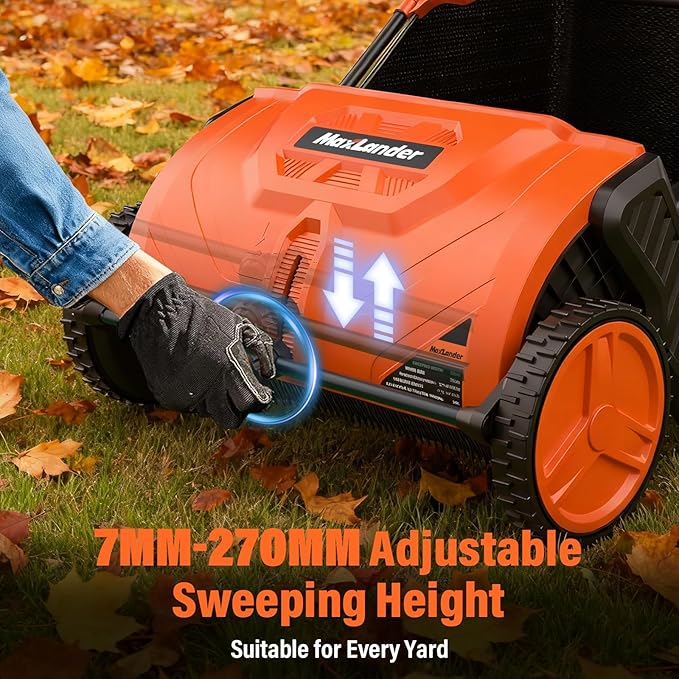 Manual Push Lawn Sweeper, 21-Inch Wide Coverage, Adjustable Height Design with 3.5 Cu. Ft. Collection Hopper for Leaves, Grass Clippings and Yard Debris