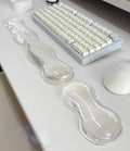 Mouse Pad with Wrist Rest, Soft Cloud Gel Keyboard Mouse Pad Set with Hand Wrist Support, Cute Non Slip Office Desk Accessories for Comfort/Pain Relief/PC Gaming/Computer/Laptop, (Clear Wave)