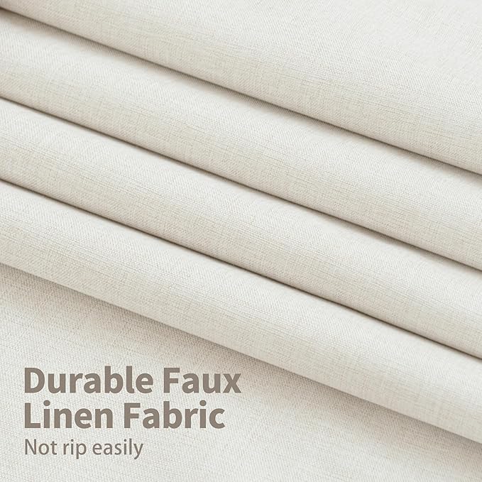 YoungsTex Linen Blackout Curtains 45 Inches Long for Short Window, Full Room Darkening Thermal Insulated Drapes for Bedroom Living Room Privacy Grommet Top, 2 Panels, 52 X 45 Inch