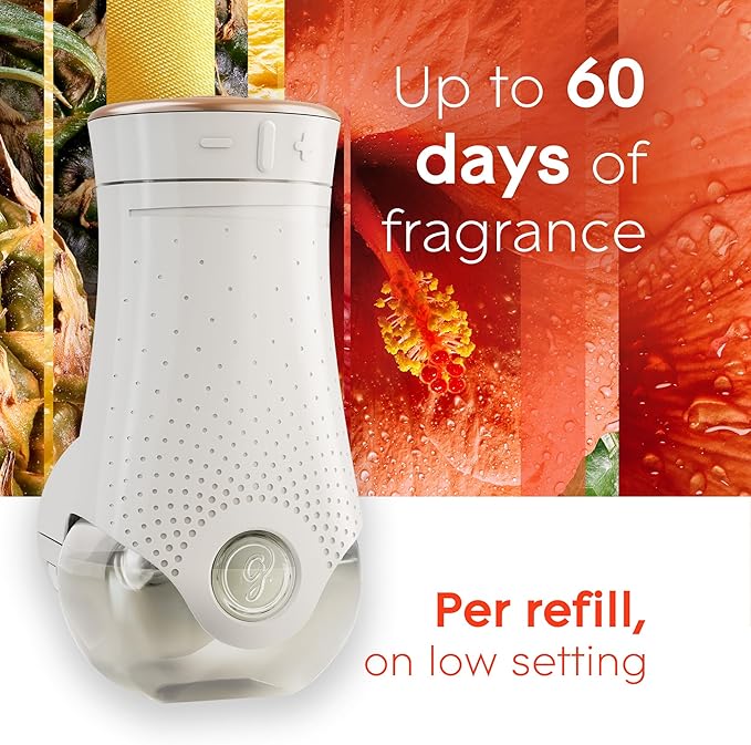 Glade PlugIns Refills Air Freshener Starter Kit, Hawaiian Breeze, Scented and Essential Oils for Home and Bathroom, 0.67 Fl Oz, 1 Warmer + 1 Refill