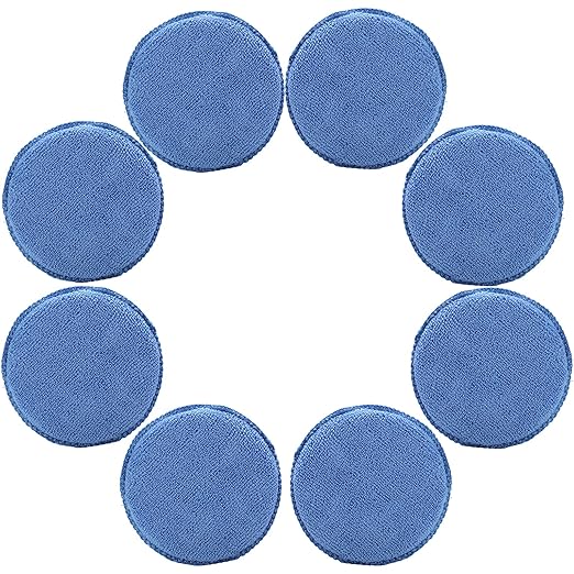 Fasmov 30 Pack Microfiber Applicator Pads Wax Applicator, Car Wax Applicator Pads Polish Microfiber Foam Sponge Microfiber Round Sponge Detailing Cleaning Pads for Cars, Blue