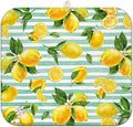 Lemon Dish Drying Mat for Kitchen Counter,Striped Background Yellow Lemon Floral Microfiber Summer Drying Mat, Washable Absorbent Kitchen Countertop Dish Drainer Mat,16×18 Inch