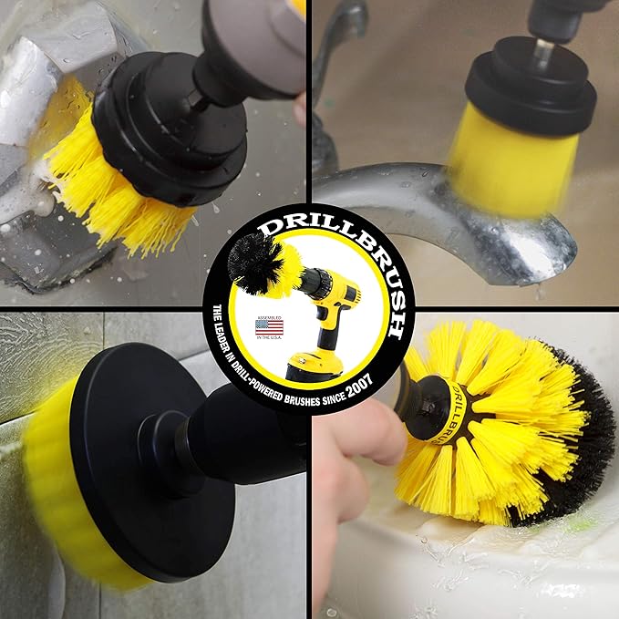 Bath Mat Scrubber - Shower Curtain - Cleaning Supplies - Grout Cleaner - Drill Brush Spin Scrubber Kit - Clean Sinks, Shower Stalls, Bathtub, Bidet, Toilet, Tile, Carpet, and Flooring - Bathroom Rugs