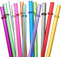24 PCS, Reusable Straws with 4 Brushes, 10.5" Long Tritan Hard Plastic Straws, 12 Colors Translucent Replacement Drinking for 16OZ-32 OZ Tumblers, Cups, Jars, Stanley, YETI, Starbucks, BPA Free