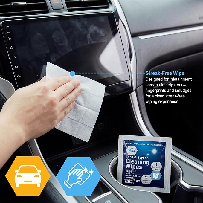 MED PRIDE Anti-Fog Lens and Screen Cleaning Wipes for Eyeglasses, Touch Screens, Premoistened, Anti-Static, Quick-Dry (200 200 Count (Pack of 1))