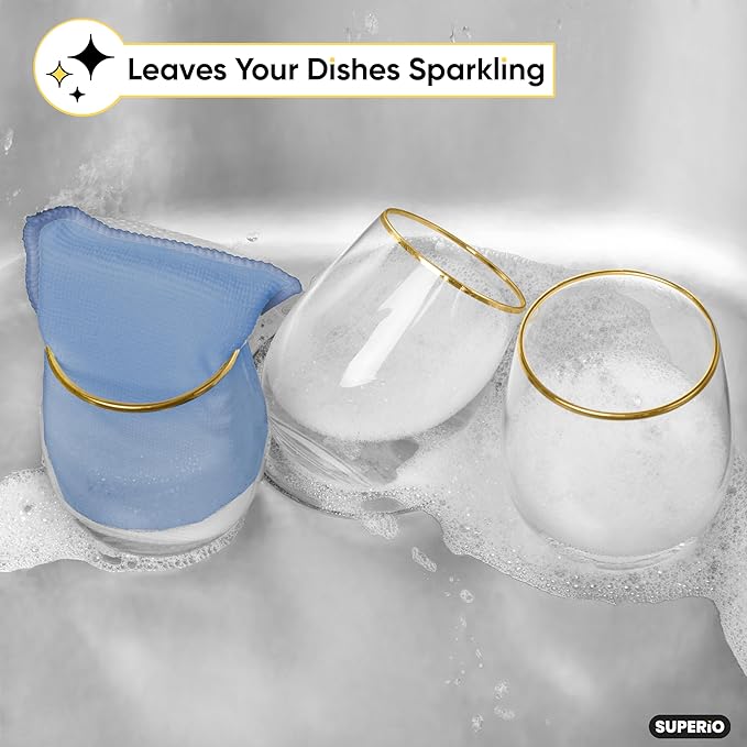 Microfiber Non-Scratch Dish & Kitchen Scrubber Heavy-Duty Household Cleaning Sponges, Multi-Purpose Cleaning Supplies for Dishes and Kitchens Pack of 12