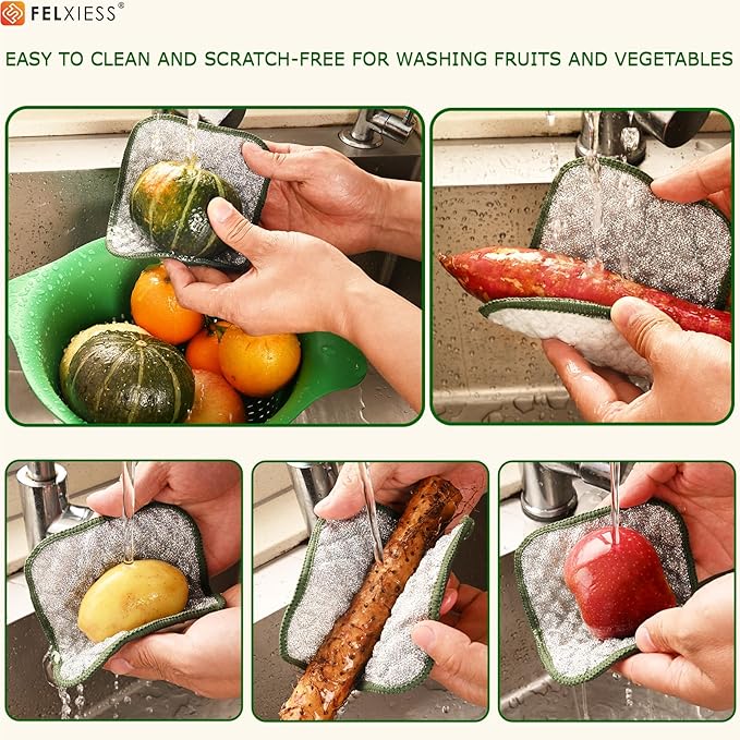 2026 New Double Side Non Scratch Wire Dishcloths,Multipurpose Wire Dishwashing Rags for Wet and Dry, Reusable Metal Dish Cloth,Wire Miracle Cleaning Cloths for Kitchen（6Pcs）