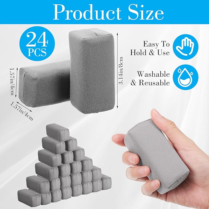 24 Pack Microfiber Applicator Pads Suede Detailing Sponges for Ceramic Coating, Wax & Spray Application on Cars, Trucks, RVs, SUVs, Metal & Plastic Trim Surfaces