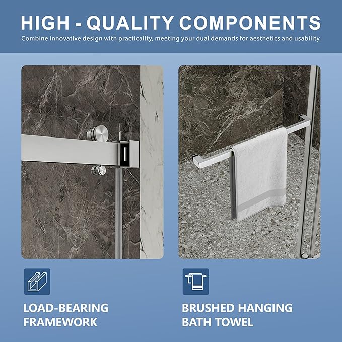 44-48" W x 76" H Frameless Shower Door, Double Sliding Glass Shower Door with 5/16" (8mm) Clear SGCC Tempered, Roller Disc System, 304 Stainless Steel (Brushed Nickel, 44-48" W*76" H)