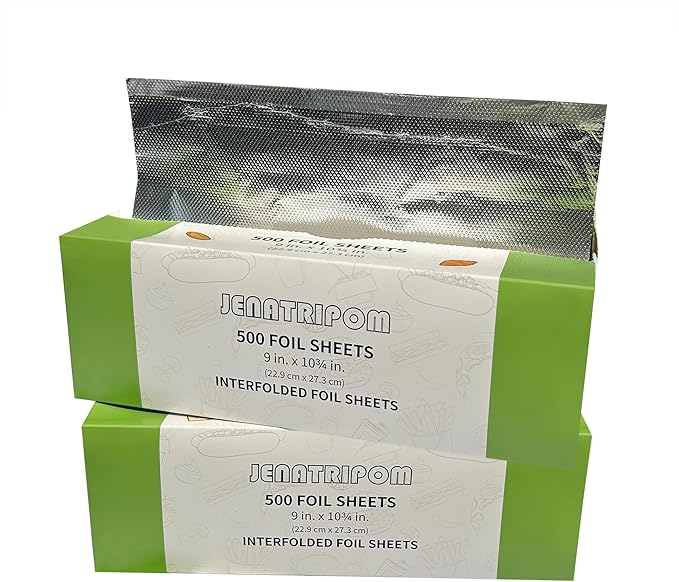 Aluminum Foil Sheets, 9 x 10.75 inch, 1000 Sheets, Pop-Up Dispenser, Premium Quality, High Temp Resistant, Easy Access, Versatile Wrapper