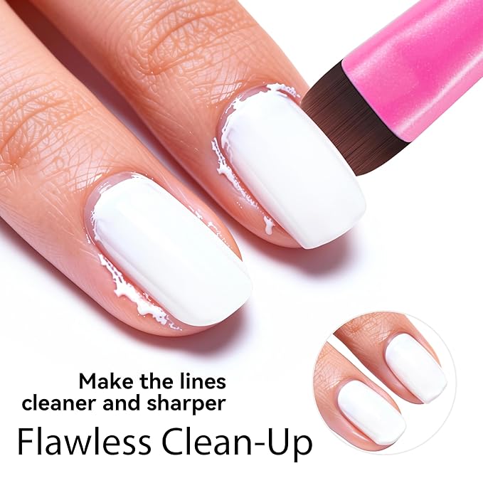 Nail Brush for French Tips & Cleaning Gel Polish- Precision Thin Brush for Acrylic, Polygel - Professional Kolinsky Sable Nail Art Brush (Pink, F16)