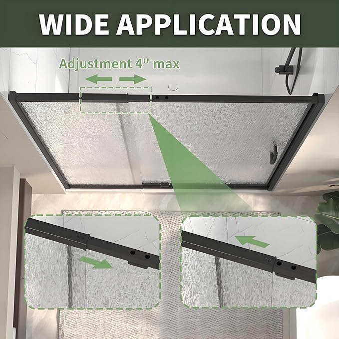 38-42" W x 71" H Pivot Glass Shower Door,1/4"(6mm) Thick SGCC Tempered Rain Glass,Matte Black Shower Door Adjustable Width,Reversible Installation