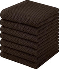 Homaxy 100% Cotton Waffle Weave Kitchen Dish Cloths, 7-Pack Ultra Soft Absorbent Dish Towels, Quick Drying Dish Rags, 12 x 12 Inches, Dark Brown
