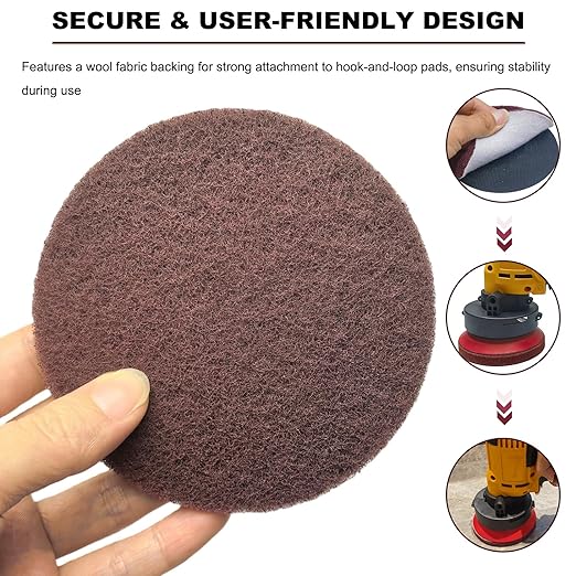 20 PCS 4 Inch 120 Grit Hoop and Loop Scrubber Scouring Pads Drill Scuffing Disc Flocking Scuff Pads, Conditioning Discs Polishing Pads for Furniture Automotive Cleaning, Rust Removal