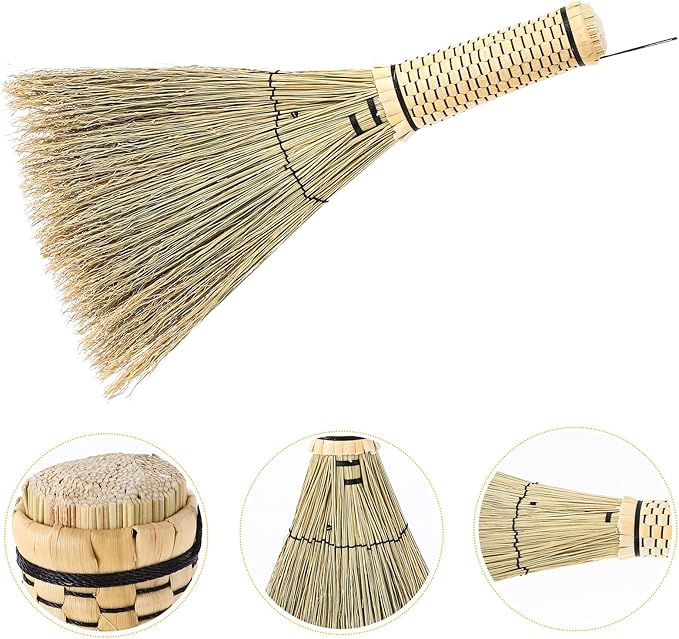 BESPORTBLE Small Woven Corn Whisk Broom with Short Handle for Bedroom Sofa Carpet Cleaning Compact Handheld Dust Sweeper for Home Use Mini Desktop Brush for Easy Dust Removal