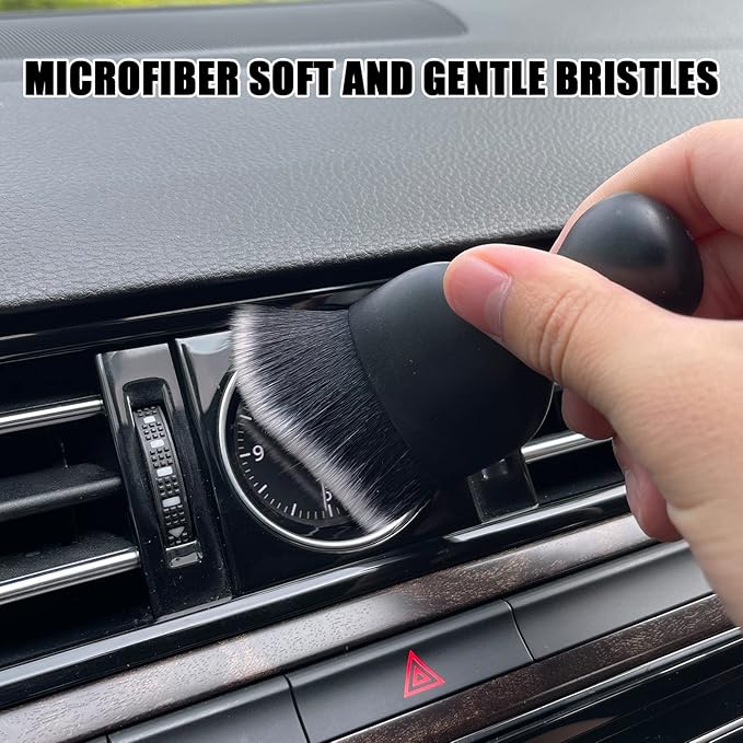 Car Interior Detailing Brush, Ultra Soft Non-Scratch Dust Brush, Car Interior Cleaning Tool for Cleaning Panels, Air Vent, Leather (Black & White)