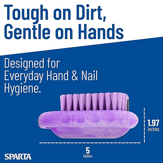 SPARTA 5 Inch Hand and Nail Brush with Stiff Polyester Bristles, Polypropylene Body, Color Coded Scrub Brush for Commercial Foodservice and Industrial Use, Purple