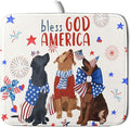 Giwawa 4th of July Patriotic Dogs Dish Drying Mat American Independence Day Dish Dry Pad 16"x18" Absorbent Dishes Drainer Mat for Kitchen Counter