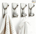 pickpiff Wall Hooks with Adhesive Strip- Easy to Remove, No Residue, Strong Heavy Duty Sticky Towel Hook, 4 Pack Silver