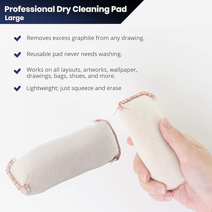 2 Pack Pacific Arc Dry Cleaning Pads Large for Drafting, Art, Architecture, and Graphite
