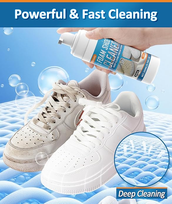 Shoe Cleaner, Sneaker Cleaner with Brush & Towel, Foam Shoe Cleaning Kit for White Shoes, Leather, Boots, Canvas