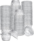 Aluminum Foil Baking Cups, 150 Pack Disposable 4 Oz Ramekins Aluminum Cupcake Muffin Liners Silver Foil Baking Cups for Egg Tart, Baking, Cupcake, Pudding, Appetize