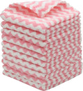 Microfiber Cleaning Cloth Lint Free Cleaning Rags, 10 Pack Fast Drying Dish Rags for Cleaning, Super Absorbent Kitchen Dish Cloths for Wash Dishes,12 in x 12 in (Pink)