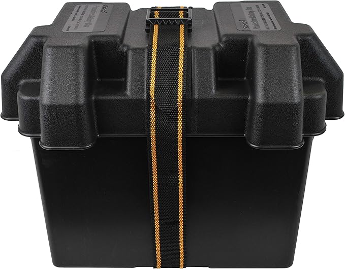 Attwood 9069-1 Standard Non-Vented Battery Box with Mounting Strap, Fits Group 24 Batteries, Black