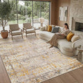 Area Rugs 8x10,Large Soft Rugs for Living Room, Washable, Modern Neutral Abstract Rugs for Bedroom Dining Room, Non-Slip Foldable Thin Indoor Carpet Stain Resistant(Beige Gold)