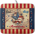 4th of July God Bless Dish Drying Mat for Kitchen Counter,American Flag Star Patriotic Independence Day Drying Mat 16 x 18 Inch with Absorbent Reversible Microfiber Drying Pad for Coffee Bar