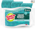 Scotch-Brite Odor Resist Heavy Duty Scrub Sponge, Dishwasher-Safe Kitchen sponges for Serious Scrubbing, Multipurpose Dish Sponge for Stuck-On Messes, 3 Scrubbing Sponges (Pack of 8)