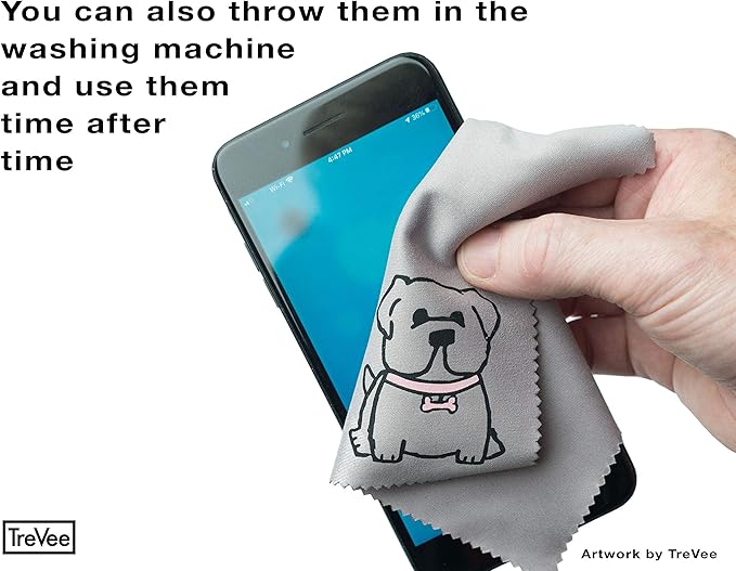 Microfiber Cleaning Cloth - Microfiber Cloth Fabric Wipe for Cleaner Lens, Eyeglasses, Phone Screen - Cute Dog Design 10-Pack, 6x6