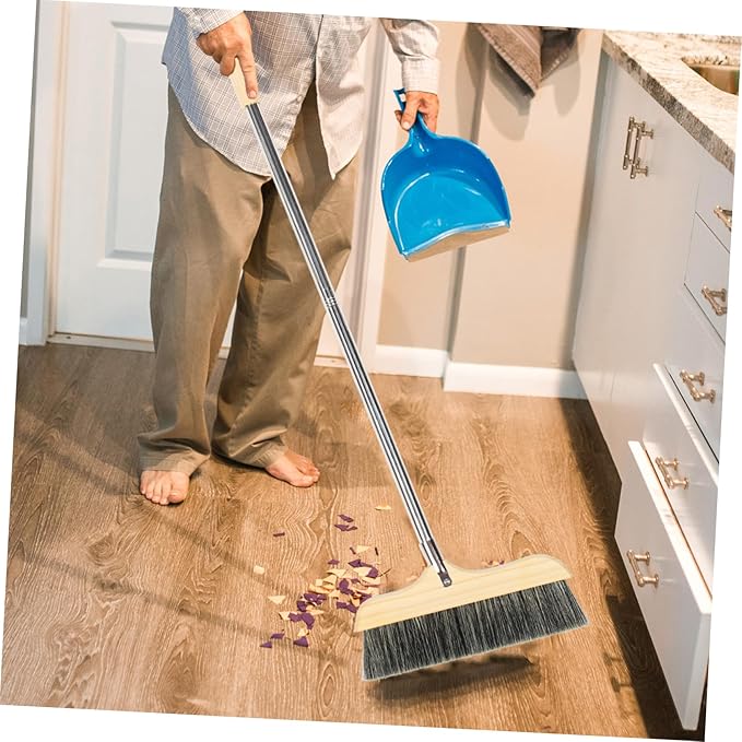 Soft Bristle Broom with Long Handle Frame Floor Brush for Home Cleaning Beveled Edge Sweeping Brush for Corners and Under Furniture Static Kitchen Broom with Hanging Rope Design