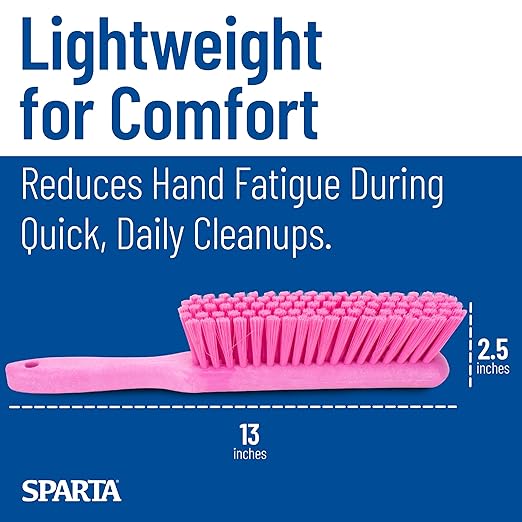 SPARTA Handheld Soft Counter Brush 8 Inch Bristle Span, Multi-Use Dust Brush with 5 Inch Handle for Tables, Countertops, and Delicate Surfaces, Polyester, Pink