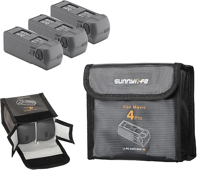 Fireproof Battery Safe Bag for DJI Mavic 4 Pro Accessories, Drone Mavic 4 Pro Battery Storage Guard Safe Pouch for Charge and Storage (For 3 batteries)