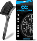 Crystal Clean Tire Brush for Wheels, Rims & Mats - Nylon Bristle Car Wheel Brush for Detailing Carpet & Tires - Durable, Non-Slip Handle Tire Scrub Brush for Bikes, Trucks & Everything in Between