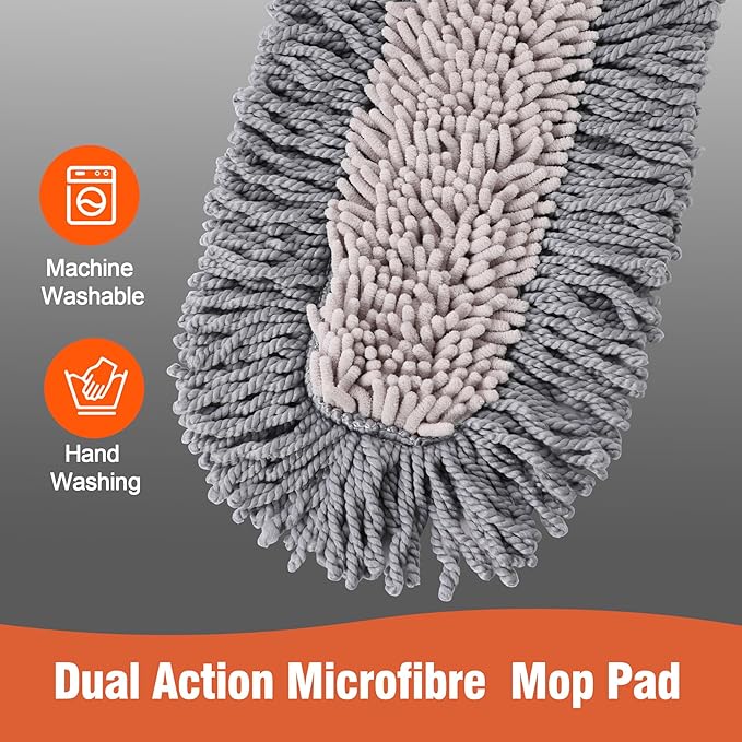 Microfiber Dust Mop for Hardwood Floor Cleaning, Dry and Wet Baseboard and Floor Duster, Household Cleaning Tool for Kitchen, Bathroom