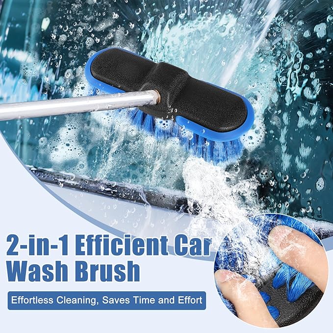 Car Wash Brush Head with Soft Bristle, 8in Car Cleaning Brush with Protective Bumper for Cleaning Auto Cars Trucks RV Boat Deck (4 Pack)