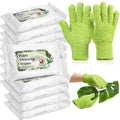 Nuanchu 8 Pack Plants Cleaning Wipes and 1 Pair Microfiber Dusting Gloves Based Wipes for Shiny Leaves and Better Photosynthesis for Indoor Outdoor Plants