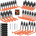 42 Pack Garage Hooks Heavy Duty, Rust-Resistant Solid Steel Wall Mount Hangers for Hanging Ladders & Bikes, Non-Slip PVC Coating Tool Organizer, 5 Sizes U & J Shapes + 6 Straps