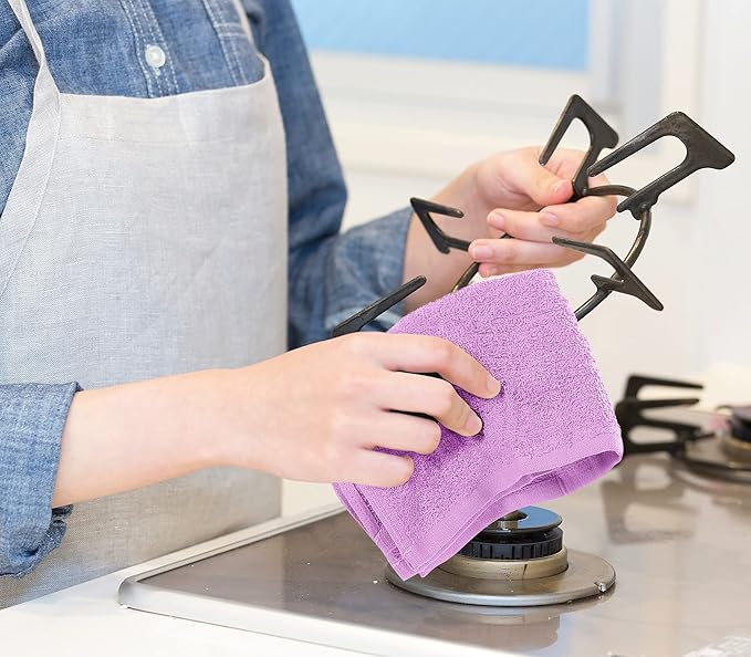 Utopia Towels Kitchen Bar Mops, Pack of 12, 16 by 19 Inches, 100% Cotton Super Absorbent Lavender Towels, Multi-Purpose Cleaning Towels for Home and Kitchen Bars