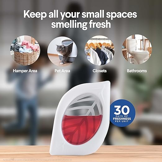 Clorox Fraganzia Small Rooms Air Freshener, Cherry Burst Scent - Peel & Place Air Freshener, No-Plug, Battery-Free for Closets, Laundry Room, Entry Way, Bathroom, Locker, 0.25 Fl Oz Each, 24 Count